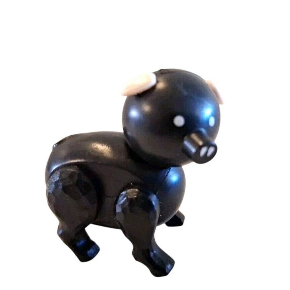 Black White Pig Hog Vintage Little People Family Farm Animal